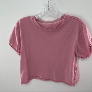 We The Free Plain Pink Cropped Tee